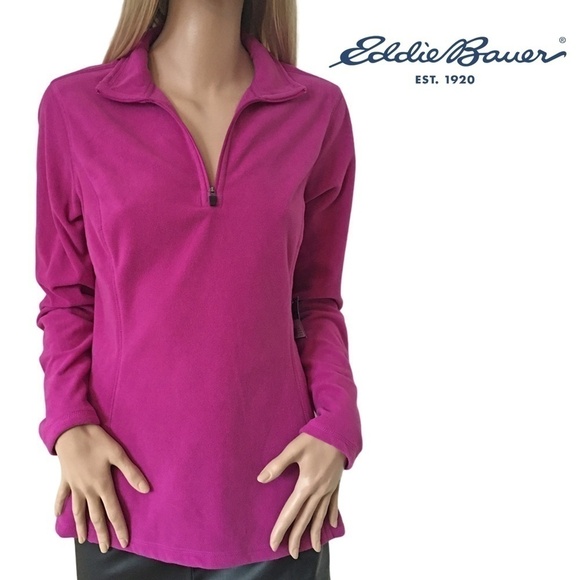 Eddie Bauer Quest ¼ Zip Pullover Top Jacket Super Soft Plush Fleece Magneta - Picture 1 of 16